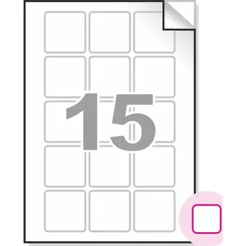 Samolepící etiketa Samolepící etikety, A4, 100ks, (50x50mm), 15ks/A4 - čtvercové