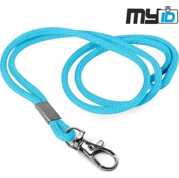 Šňůrka na krk s kovovou karabinou - kulatá, 1ks, sv. modrá