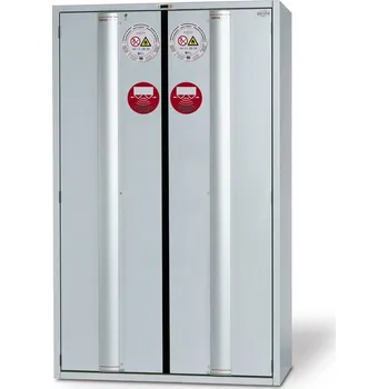 Skříňka na nářadí Protipožární skříň na nebezpečné látky asecos GT 1200-E, Touch-Less, vložné police, 2-dveřová, šedá