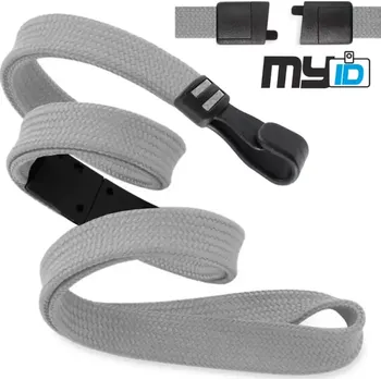 Šňůrka na krk rozpojovací s plastovou karabinou, 1ks, šedá