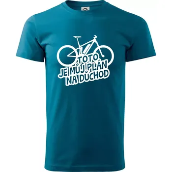 Pánské tričko Ebike plán na důchod - Klasické pánské triko vyšší gramáže - S ( Petrolejová )