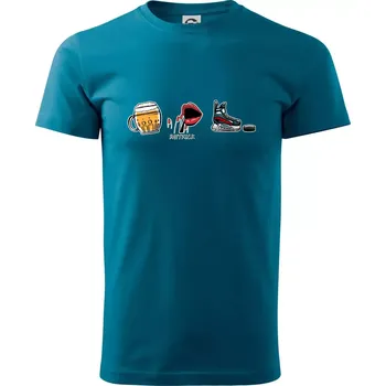Hattrick hokej - Klasické pánské triko vyšší gramáže - M ( Petrolejová )