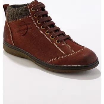 Dámská zimní obuv Kožené kotníkové boty s tkaničkami a zipem bordó 39