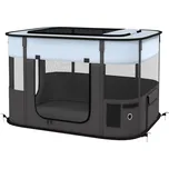 PawHut výběh pro štěňata, ohrádka pro štěňata s dvířky, okno, skládací ohrádka, prodyšná síťovina, pro malé psy do 10 kg a malá zvířata, vnitřní i venkovní, 94 x 74 x 60 cm, šedá barva