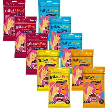 Pamlsek pro psa Akinu BITES & FUN Jehněčí & kachní & kuřecí pamlsek pro psy 10 balení 85 g