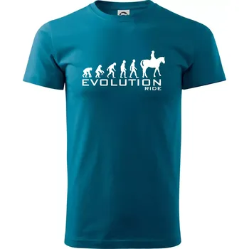 Pánské tričko Evoluce Ride horse - Klasické pánské triko vyšší gramáže - XS ( Petrolejová )