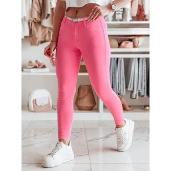 Dámské kalhoty Dámské skinny kalhoty s páskem VIVASKIN růžové