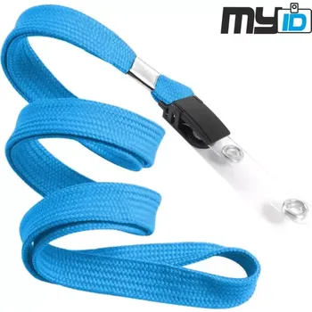 Šňůrka na krk s plastovým klipem a šlí, 1ks, světle modrá
