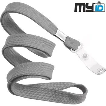 Šňůrka na krk s gumovou šlí, 1ks, šedá