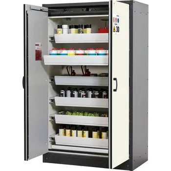 Protipožární skříň na nebezpečné látky asecos Basis-Line typ 30-126, 6 ks vany, antracit-bílá