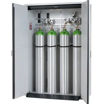 Protipožární skříň na plynové lahve asecos G30, 4 x 50 l lahev, š 1400 mm, 2křídlé dveře, šedá