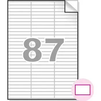 Samolepící etiketa Samolepící etikety, A4, 100ks, (70x10mm), 87ks/A4 - hranaté