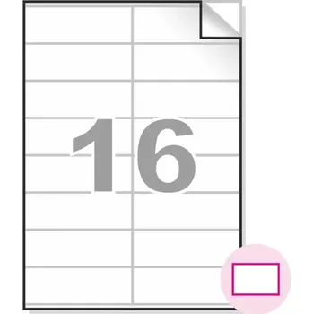 Samolepící etiketa Samolepící etikety, A4, 100ks, (105x36mm), 16ks/A4 - hranaté