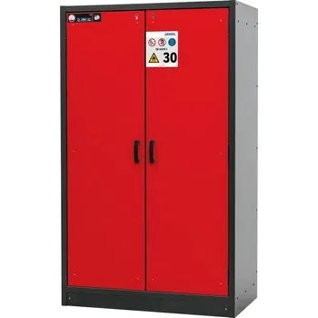 Protipožární skříň na nebezpečné látky asecos Basis-Line typ 30-124, 4 ks vany, antracit-červená