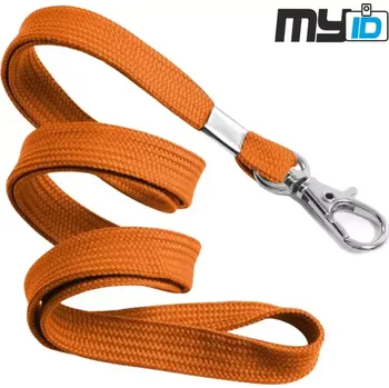 Šňůrka na krk s kovovou karabinou, 1ks, oranžová