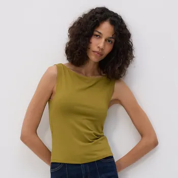 Dámské tričko Reserved - Přiléhavý top - žlutozelená - 474GA-71X - 474GA-71X-XL