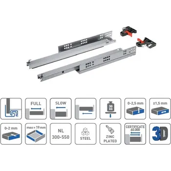 Nábytkové kování Modern slide 3D 400mm PB-3D0SHX18-400-H