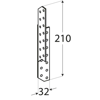 Tesařské kování LK4 - krokvová spojka pravá 32x210x2,0 mm