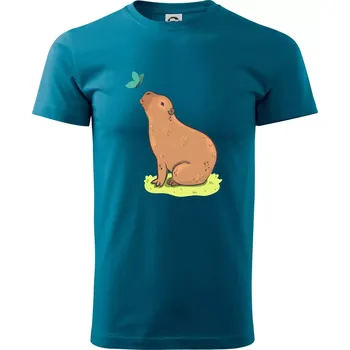 Pánská móda Kapybara a motýlek - Klasické pánské triko vyšší gramáže - XS ( Petrolejová )