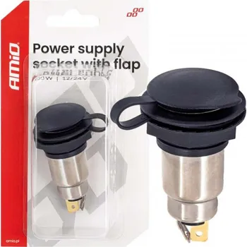 Autožárovka AMiO Power supply socket with flap 250W 12V 24V AMIO-04462