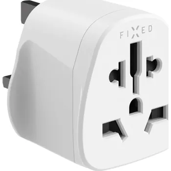 Cestovní adaptér Adaptér FIXED UK Adapter pro zapojení EU, US, AUS zařízení do UK zásuvek, bílý