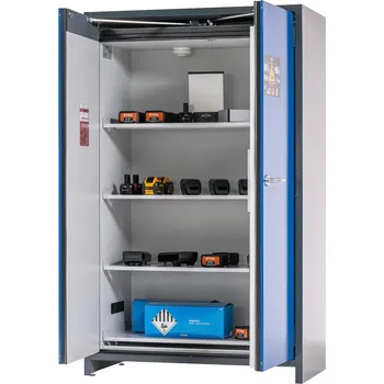 Skříň na lithium-iontové baterie asecos SafeStore-Pro, 4 police, š 1200 mm