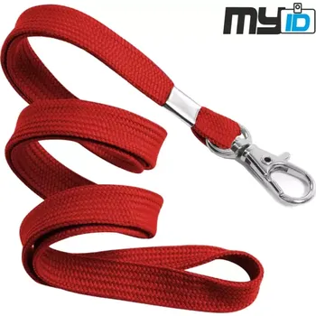 Šňůrka na krk s kovovou karabinou, 1ks, červená