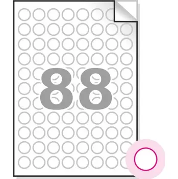 Samolepící etiketa Samolepící etikety, A4, 100ks, (prům.20mm), 88ks/A4 - kulaté