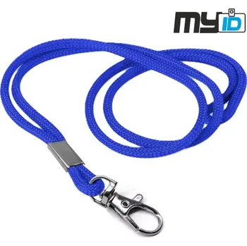 Šňůrka na krk s kovovou karabinou - kulatá, 1ks, modrá