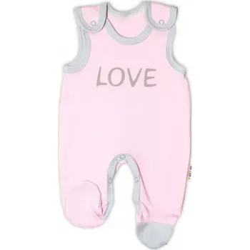 Kojenecké oblečení Baby Nellys Kojenecké bavlněné dupačky Love Růžové vel.56