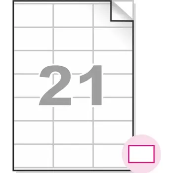 Samolepící etiketa Samolepící etikety, A4, 100ks, (70x41mm), 21ks/A4 - hranaté