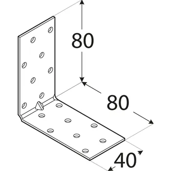 Tesařské kování KMP 7 - úhelník montážní s prolisem 80x80x40x1,5 mm