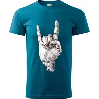 Pánské oblečení Rocková ruka kreslená - Klasické pánské triko vyšší gramáže - XS ( Petrolejová )
