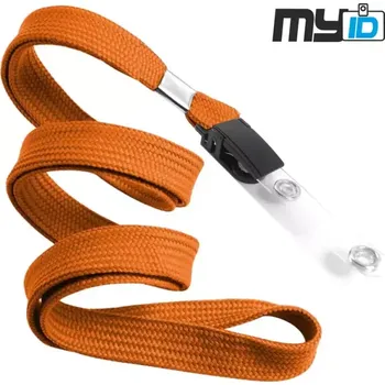Šňůrka na krk s plastovým klipem a šlí, 1ks, oranžová