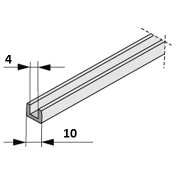 Tesneni pro sklo 4mm typ U A-USZCZ-U4 transparentní