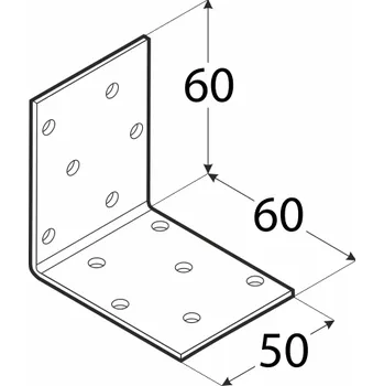 Tesařské kování KM18 - úhelník montážní 60x60x50x2,0 mm