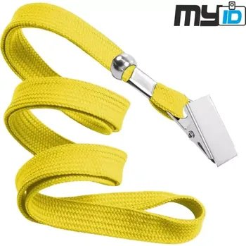 Šňůrka na krk s kovovým klipem, 1ks, žlutá