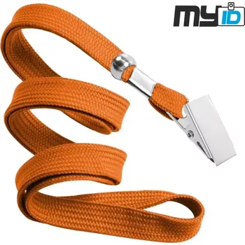 Šňůrka na krk s kovovým klipem, 1ks, oranžová