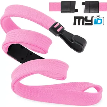 Šňůrka na krk rozpojovací s plastovou karabinou, 1ks, sv. růžová