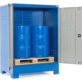 Depot na nebezpečné látky z oceli, s dveřmi, pro 2 sudy, 1400 x 950 x 1920 mm