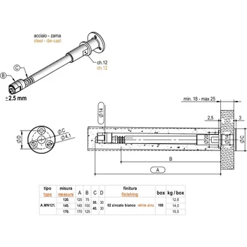 Herní konzole Konzole skryta 14*170mm s regul. pod obklad