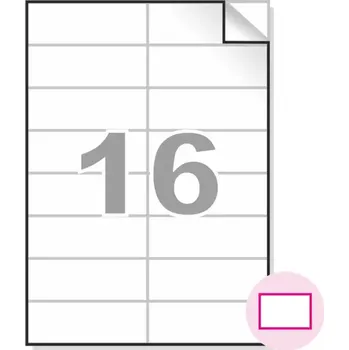 Samolepící etiketa Samolepící etikety, A4, 100ks, (105x37mm), 16ks/A4 - hranaté