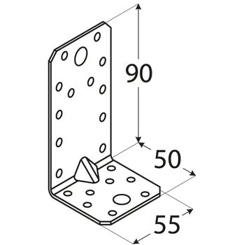 Tesařské kování KP3 - úhelník s prolisem 90x50x55x2,5 mm