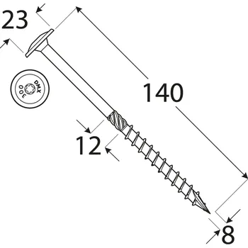 Vrut CT 08140 tesařský vrut s talířovou hlavou 8x140 50kus/bal