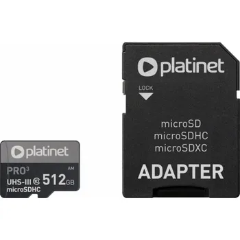 Ukládání dat Platinet Secure Digital MicroSDXC 512 GB třída 10 UHS-III/U3 A2 (PMMSDX512UIII)