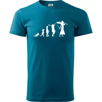 Pánská móda Evoluce cellistka - Klasické pánské triko vyšší gramáže - XS ( Petrolejová )