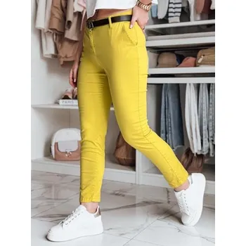 Dámské kalhoty Dámské kalhoty slim fit s páskem LINESKA hořčičné