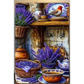 Plechová cedule BAF Plechová cedule Levandule v ošatce. 30 x 20 cm