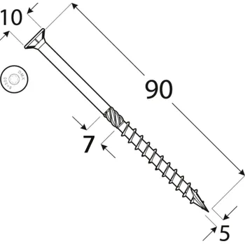 Vrut CS 05090 tesařský vrut se zapuštěnou hlavou 5x90 200kus/bal