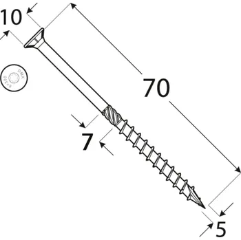 Vrut CS 05070 tesařský vrut se zapuštěnou hlavou 5x70 200kus/bal